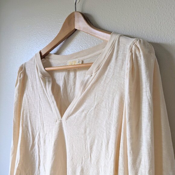 Nation LTD Arden Long Sleeve Blouse with Capped Shoulders in Parchment Size M - Picture 7 of 12